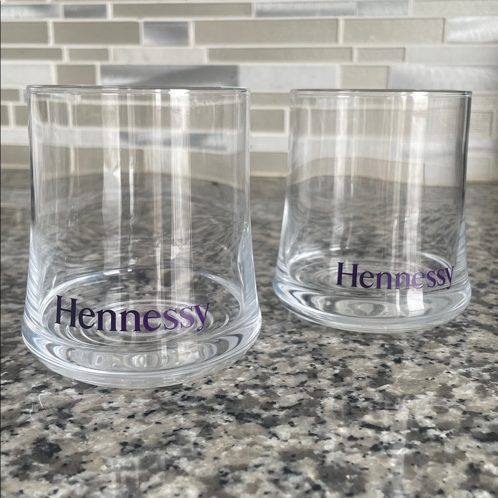 Limited Edition HENNESSY Cognac Purple Logo Spiral Base Rocks Glass Snifter  (2)